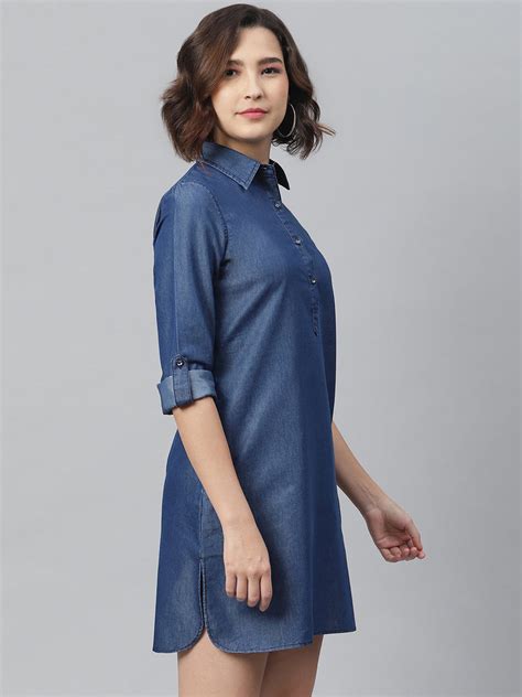 Women's Navy Denim Shirt dress – Stylestone