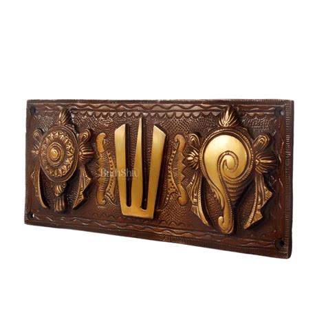 Brass Shankh Chakra & Namah Wall Plates | Lord Tirupati Balaji Symbol ...