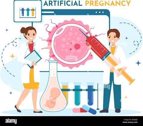 Artificial Pregnancy Vector Illustration with Couple After Successful ...