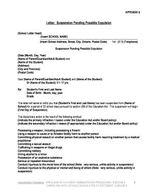 Expulsion Letter From School - Fill and Sign Printable Template Online