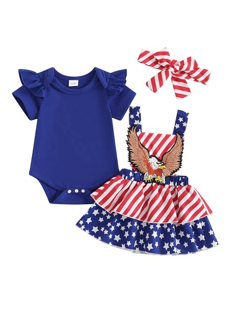 Bagilaanoe 4th of July Clothes for Newborn Baby Girls Short Sleeve ...