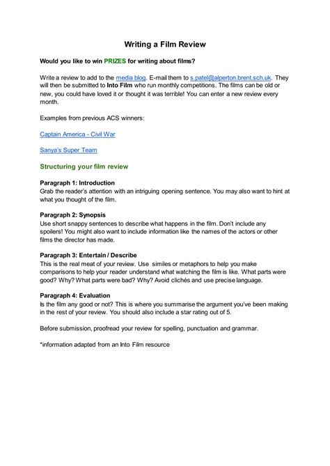 Writing a Film Review | DOCX