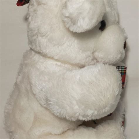 Cuddle Wit Christmas White Plush Bear Toy Plaid... - Depop