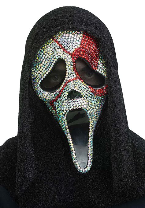 Rhinestone Bloody Bling Ghost Face Adult Mask | Scary Masks