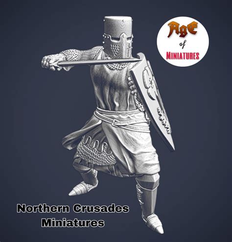 Medieval Stabbing Crusader on Foot. Historical 1/72, 28mm, 32mm, 1/35 ...