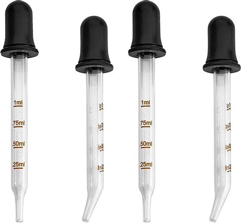 Eye Droppers - Pack of 4, Bulk Bent & Straight Tip Calibrated Glass ...
