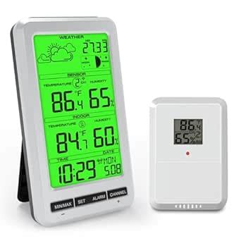 Urageuxy Weather Station Wireless Indoor Outdoor Thermometer, Digital ...