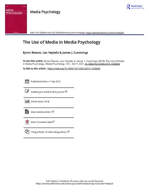 Media Psychology Study: The Use of Media in Research (MP 19:1) - Studocu