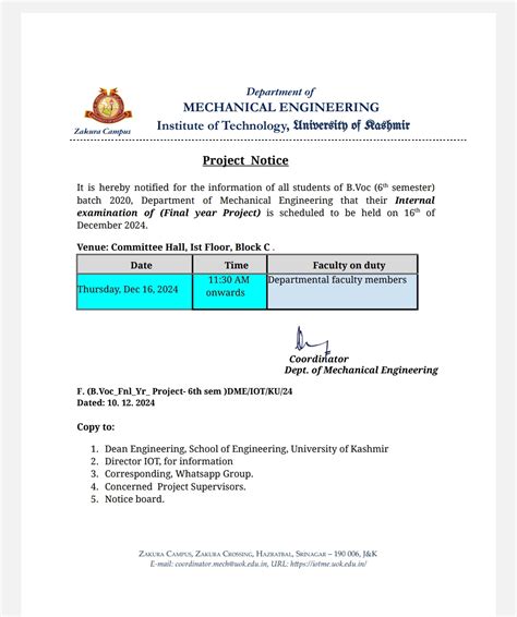 Department of Mechanical Engineering, University of Kashmir