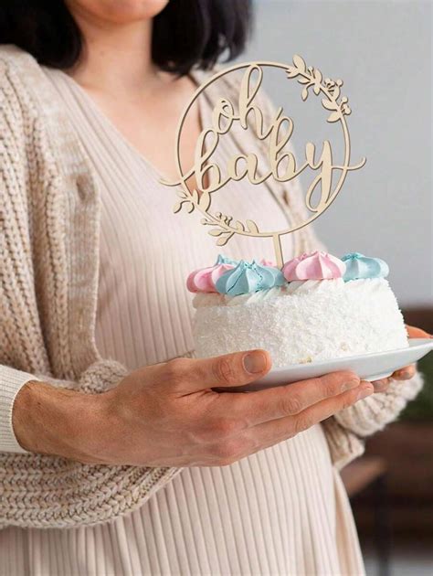 1pc Oh Baby Cake Topper Wooden Baby Shower Cake Topper For Boy Girl ...