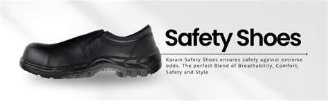 KARAM FS13 Slip-On Black Leather Safety Shoes for Men | Single Density ...