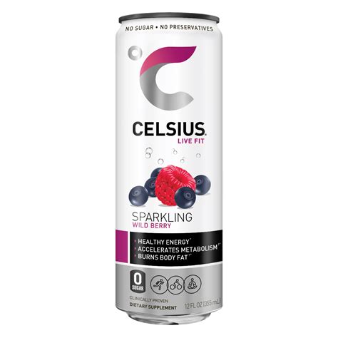 CELSIUS Sparkling WILD BERRY Fitness Drink, ZERO Sugar, 12oz Slim Can ...