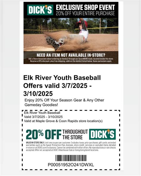 Elk River Youth Baseball | IT’S GO TIME, ELK RIVER! Use this coupon to ...