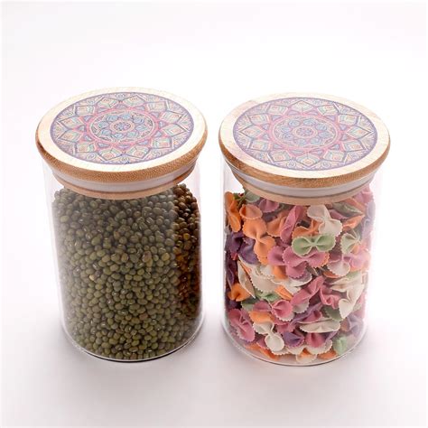 Buy Ekhasa Airtight 100% Borosilicate Glass Jars with Printed Bamboo ...