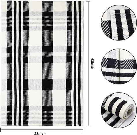 Buy Black and White Striped Outdoor Rug Front Porch Rug 28x43 Cotton ...