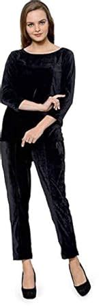 Rays Women's Casual Black Round Neck TOP Trouser Set for Office College ...