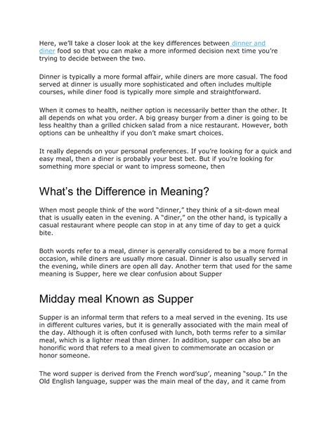 diner vs dinner | PDF