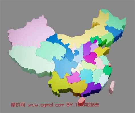 中国地图3D模型_其他_场景模型_3D模型免费下载_摩尔网