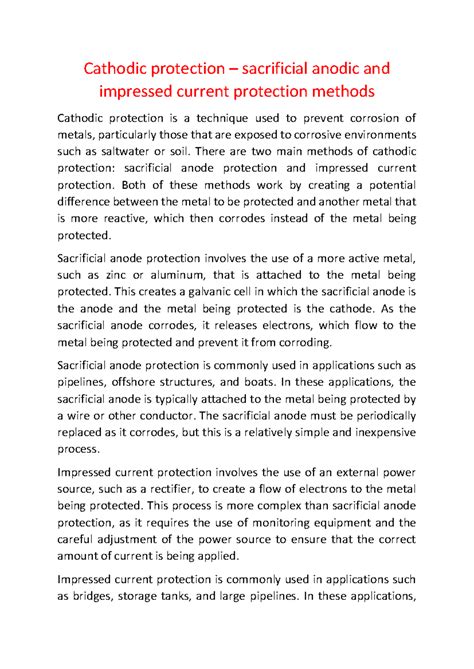 Cathodic Protection Methods: Sacrificial Anode & Impressed Current ...