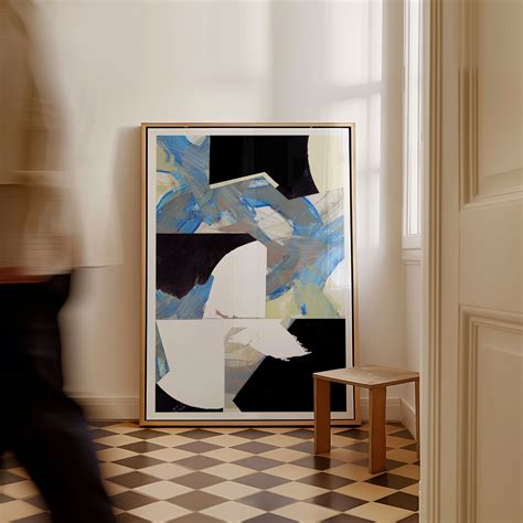 Buy Blue Neutral Beige Black 3, Abstract Painting Wall Art Online at ...