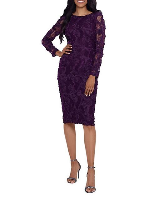 Long-Sleeve Soutache Lace Sheath Dress