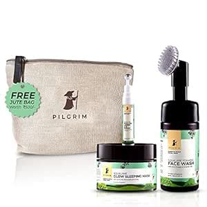Pilgrim Squalane Night Routine Facial Kit for Glow | Foaming Face Wash ...