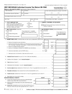2021 Form MI MI-1040 Fill Online, Printable, Fillable, Blank - pdfFiller