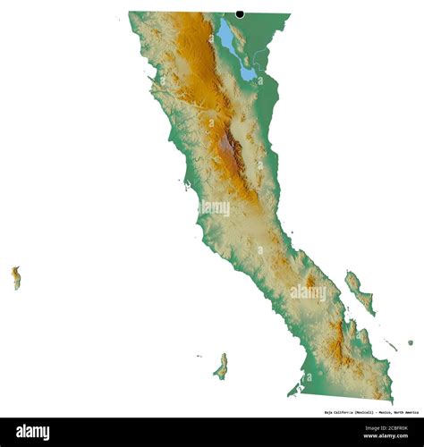 Shape of Baja California, state of Mexico, with its capital isolated on ...
