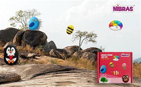 Nibras Stone Art Kit for Kids – DIY Rock Painting Kit with 7 Natural ...
