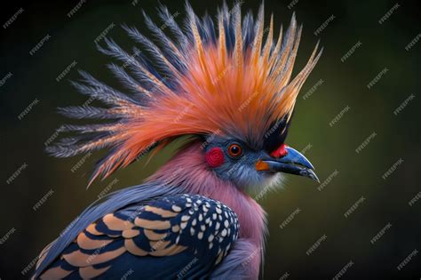 Premium Photo | A bird with a mohawk and a black background