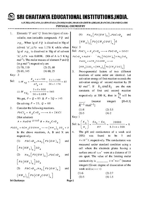 Physical Chemistry Assignment (PC 101) - Key Concepts and Solutions ...