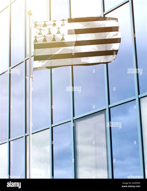 Flag of Brittany on a flagpole Stock Photo - Alamy