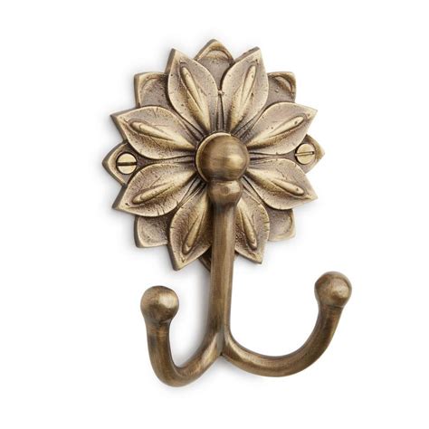Floral Solid Brass Double Coat Hook | Signature Hardware