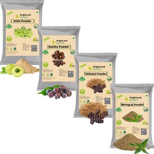 Brightland 100% Pure&Natural Amla,Reetha.Sikakai BringRaj powder 50gm ...
