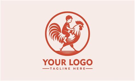 Boy riding rooster logo vector dynamic and playful design logo vector ...