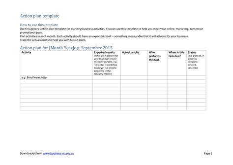 Program Action Plan Template 的图像结果