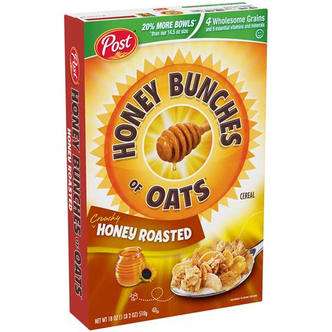 Post Honey Bunches Of Oats Breakfast Cereal, Honey Roasted, 18 Oz ...