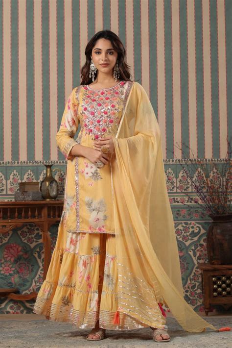 Stitched Suit with Gharara – shop.pinknlime