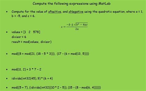 Image result for MATLAB Mathmatical Expressions