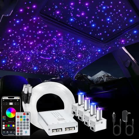 Amazon.com: Split 4 Colors 12W Car Starlight Headliner Kit 1000pcs*0.02in*9.8ft with APP&RF ...