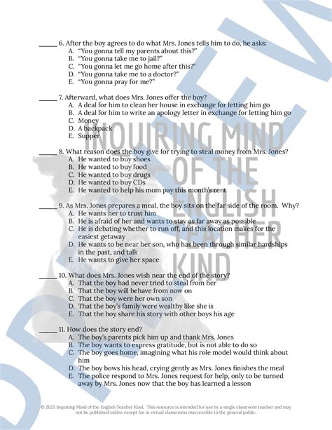 "Thank You, Ma'am" by Langston Hughes Quiz and Answer Key | Made By ...