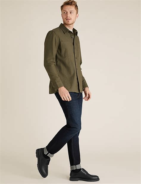 Buy Pure Cotton Twill Utility Overshirt at Marks & Spencer