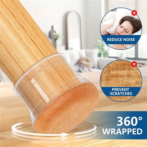 24 PCS Silicone Chair Leg Floor Protectors for Hardwood Floors, Felt ...