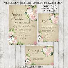 Printable Wedding Invitation Sets by Vintage Wedding Invitation Printable Wedding Invitation Set Printable Wedding Invitation Sets