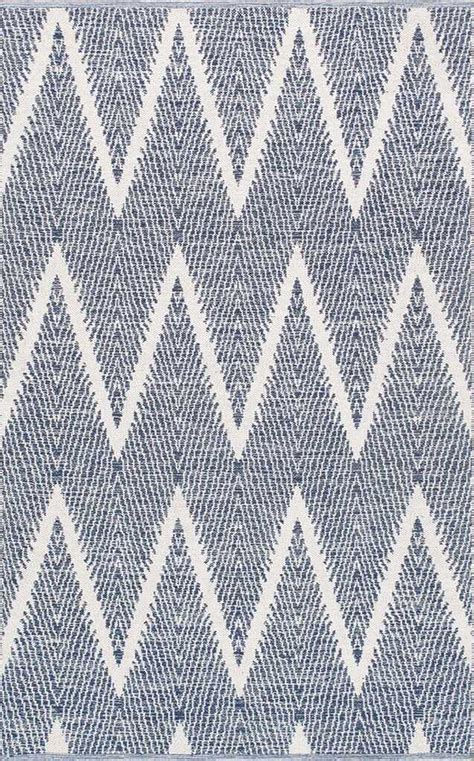 Simplicity Collection Hand-Woven Cotton Area Rug- 9' x 12' In Navy and ...