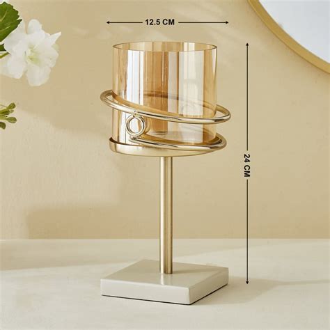 Buy Moksha Loop Metal and Glass Pillar Candle Holder from Home Centre ...