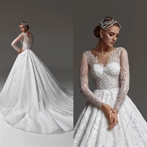 Beaded Ball Gown Wedding Dresses: High Waist Tulle Zipper Chapel Gown ...