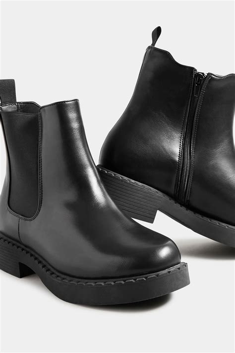 LIMITED COLLECTION Black Faux Leather Chelsea Boots In Extra Wide EEE ...