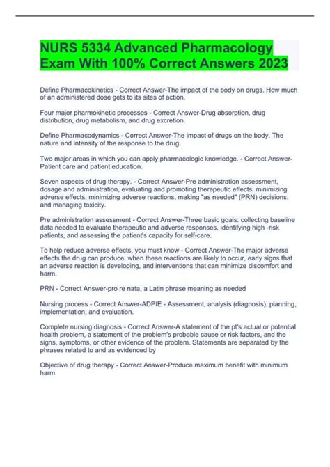 NURS 5334 Advanced Pharmacology Exam With 100% Correct Answers 2023 - NURS 5334 Pharmacology ...