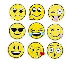 Emoji Embroidery Applique Decoration DIY Patch Set of 9 Funny Custom ...